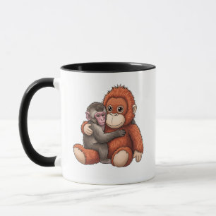 Mug Mignon Macaque Japonais & Orang-outan et Ami