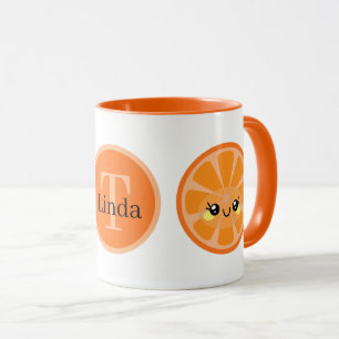 Mug mignon orange Kawaii ajouter un fruit monogramme