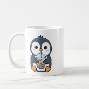 Mug Mignon pingouin buvant du thé aux perles de boba d