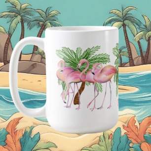 Mug mignon plage rose flamingo ajouter nom