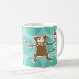 Mug Mignon singe/grand singe brun de dessin animé amus