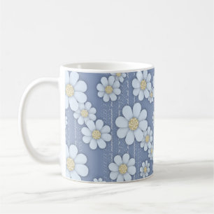 Mug Mignonettes blanches sur marguerite bleue