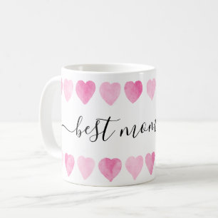 Mug Mignonne Aquarelle Rose Coeurs Meilleure Maman Jam