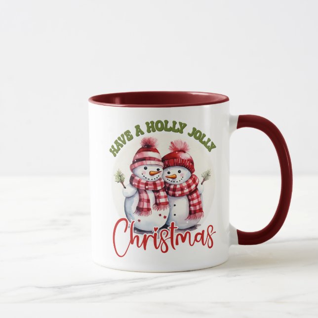 Mug Mignonne Avoir Un Noël Holly Jolly/Snowmen (Droite)
