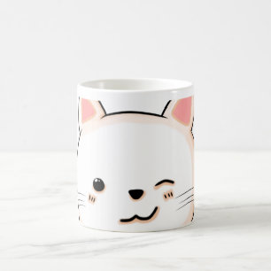 Mug Mignonne Chat moustaches Clin d'œil Chat Blanc Pro
