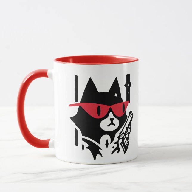 Mug Mignonne chat tenant une arme (Gauche)