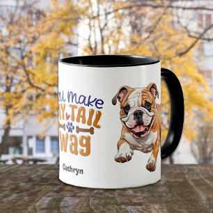 Mug Mignonne chiot Bulldog, tu fais mon sac à queue