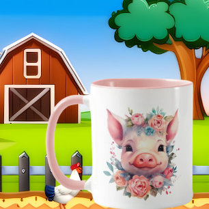 Mug mignonne dame de porc fou ajouter du texte