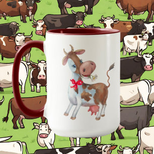 Mug mignonne dame de vache folle ajouter du texte