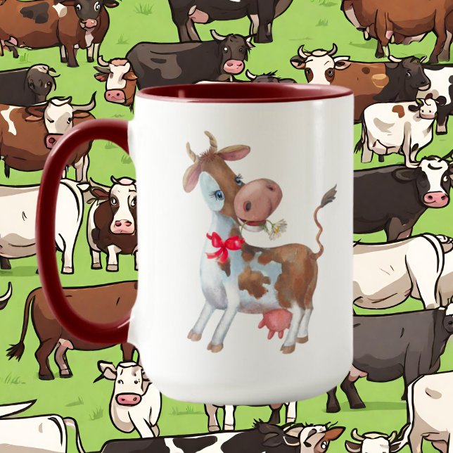 Mug mignonne dame de vache folle ajouter du texte (Créateur téléchargé)