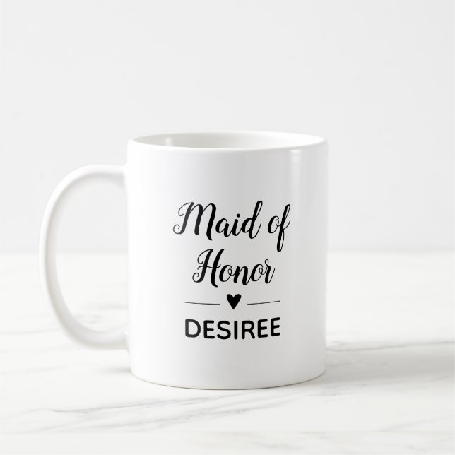 Mug Mignonne d'honneur avec nom cadeau de la fête nupt (Gauche)
