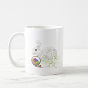 Mug Mignonne et classique lapin de Pâques avec oeufs