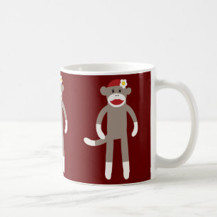 Mug Mignonne fille Sock Singe sur rouge
