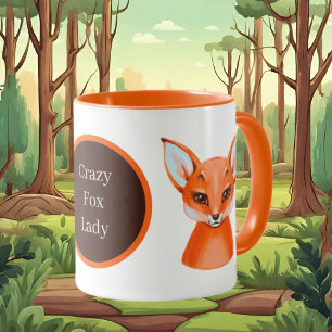 Mug mignonne folle fox dame ajouter du texte