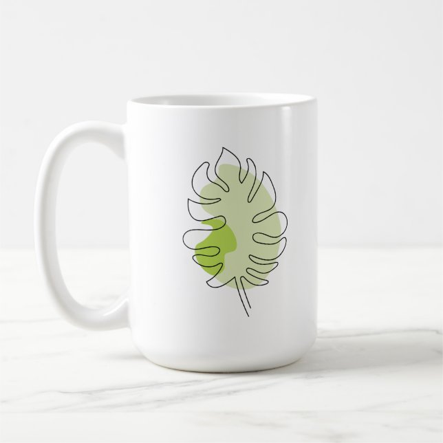 Mug Mignonne ligne art tropical isolé feuillage vert (Gauche)