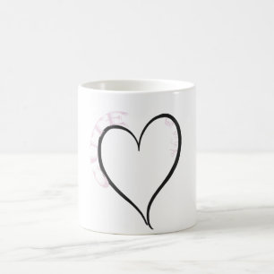 Mug Mignonne mais Psycho Coeur Noir Police rose