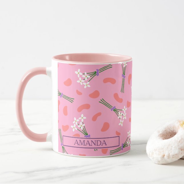 Mug Mignonne marguerite délicate minuscule bouquet mot (Avec donut)
