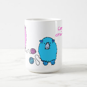 Mug Mignonne mouton rose et bleu avec laine, personnal