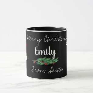 Mug Mignonne Père Noël Red Berries Noir Blanc Joyeux N