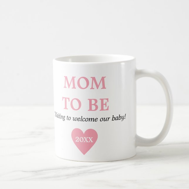 Mug Mignonne Rose Et Blanc Première Fois Maman À Être (Droite)