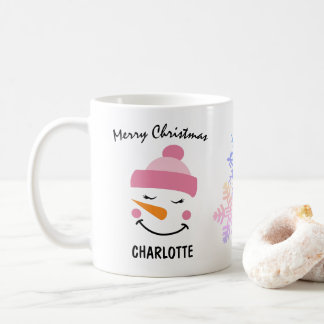 Mug Mignonne Snowman Dans Un Casquette De Ski. Joyeux 