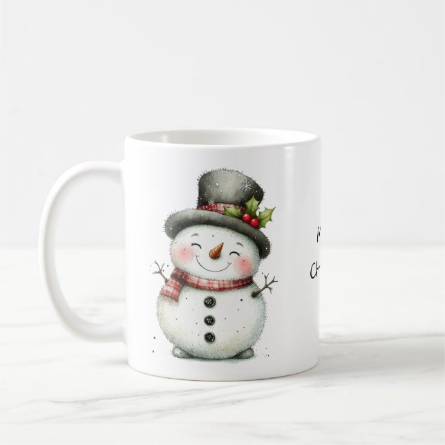 Mug Mignonne Snowman portant un chapeau haut (Gauche)