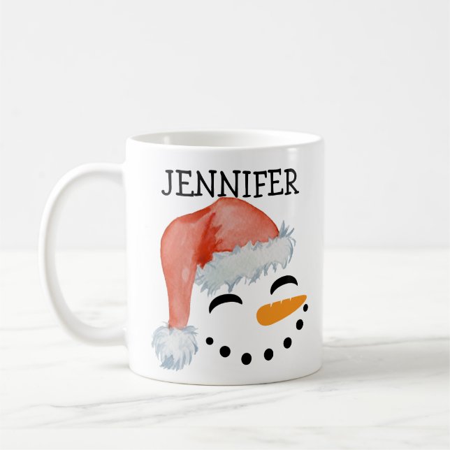 Mug Mignonne Souriant Whimsical Snowman Visage Santa N (Gauche)
