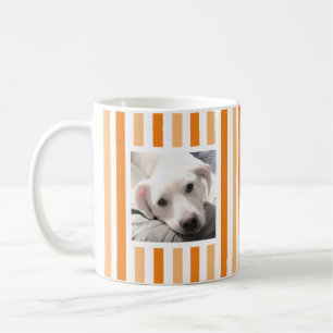 Mug Mignons deux photos rayées blanc et orange