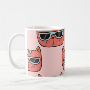 Mug Mignons visages de chat, motif sans soudure.