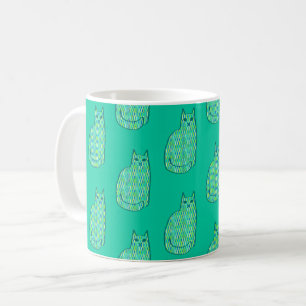 Mug Milieu du siècle moderne Chat, Mint et Lime Vert