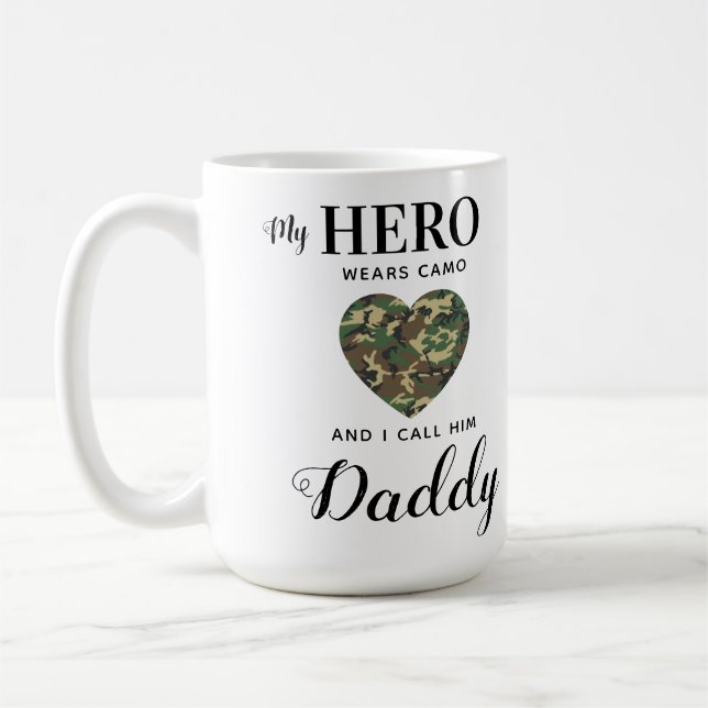 Mug Militaire Papa Mon Héros Porte Camo Fête des pères (Gauche)