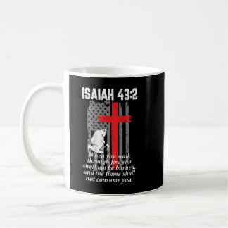 Mug Mince ligne rouge pompier Croix Bible Verse Amériq