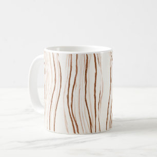 Mug Minces rayures ondulées marron crème