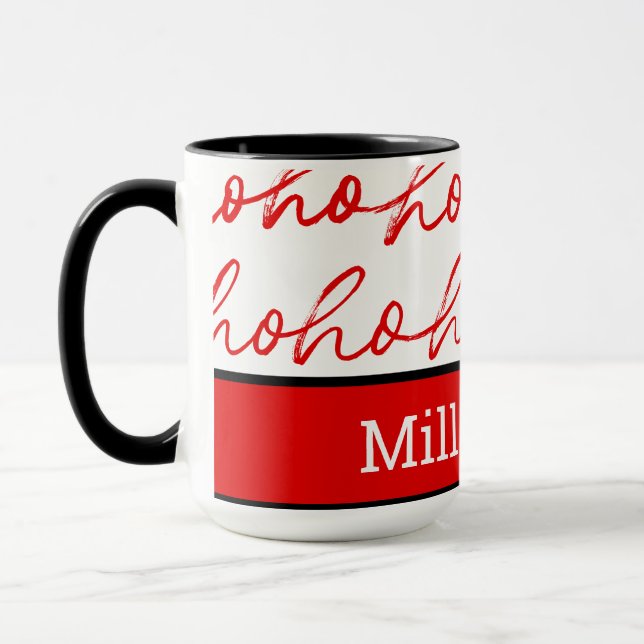 Mug Mini Ho Ho Ho Texte Rouge Fête Motif Noël (Gauche)