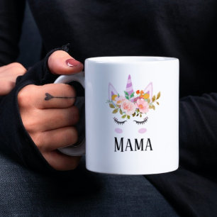 Mug Mini-licorne script vert arc-en-ciel mama co