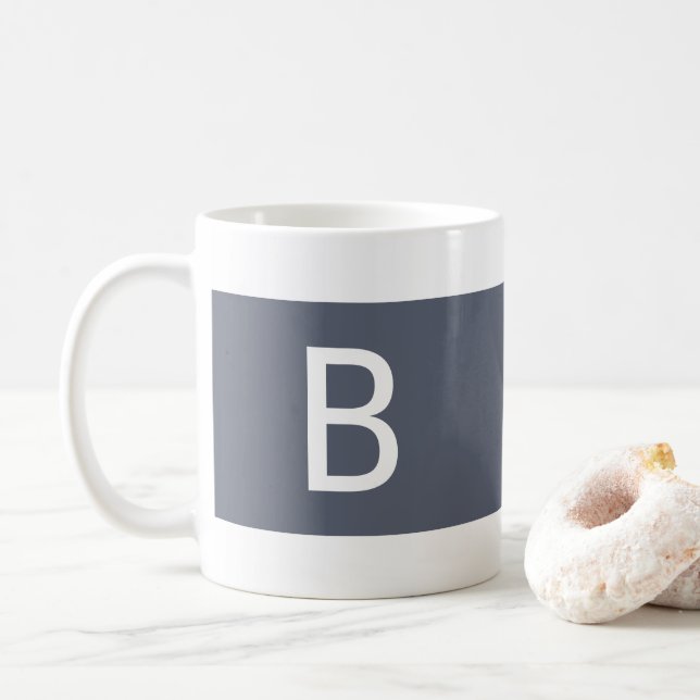 Mug Mini Maison de ferme moderne bleu et blanc Monogra (Avec donut)