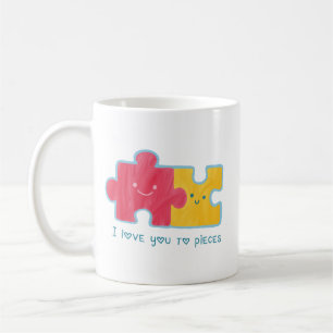 Mug Mini Puzzle Couple Charming Rose Jaune mignon