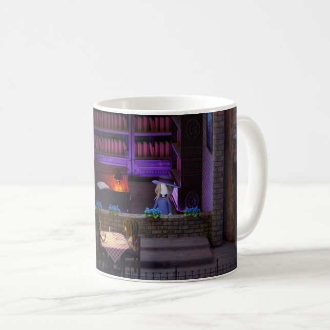 Mug Miniétal encart diorama - bibliothèque et c (Devant droit)