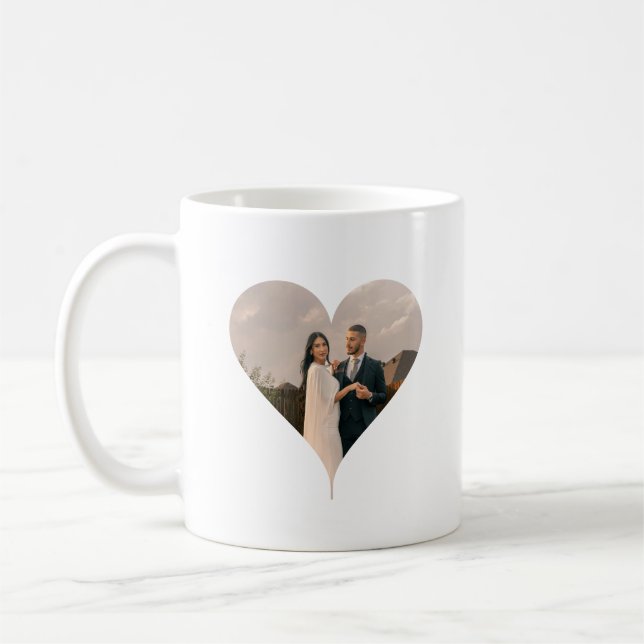 Mug Minimal moderne de Coeur photo Couple Cadeau (Gauche)