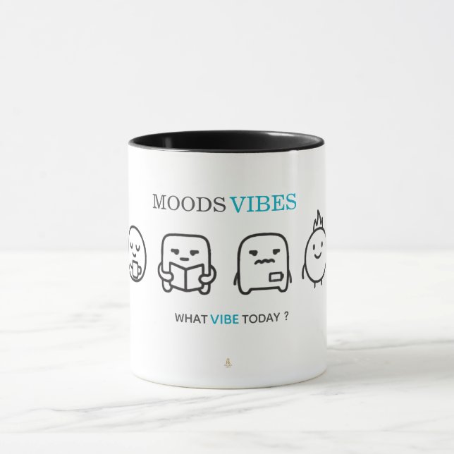 Mug Minimal “Moods Vibes” Cute Line Art T-Shirt | Kali (Centre)
