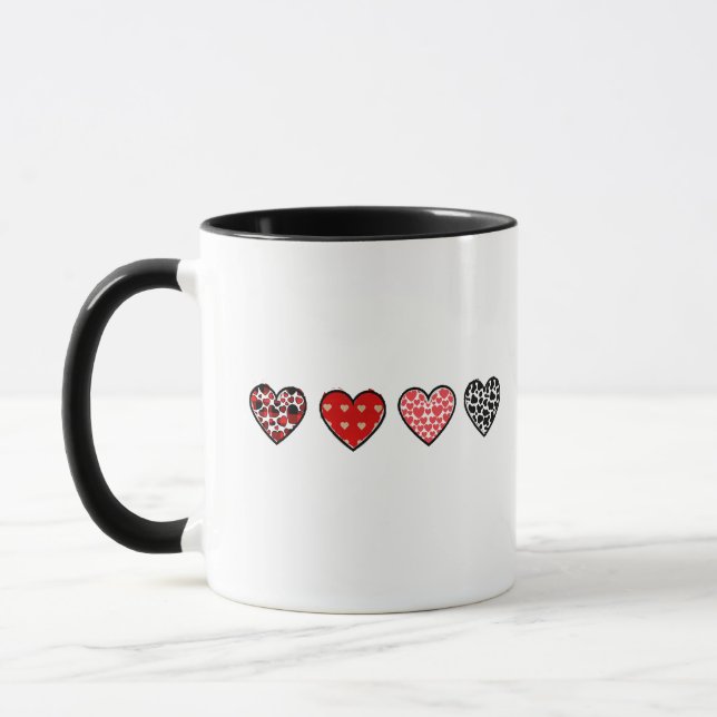 Mug minimal valentine hearts / “cute love pattern” (Gauche)