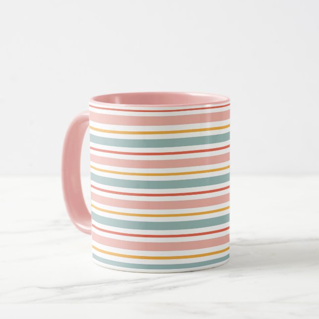 Mug Minimalist Boho Horizontal Lines Soft Earth Tones  (Devant gauche)