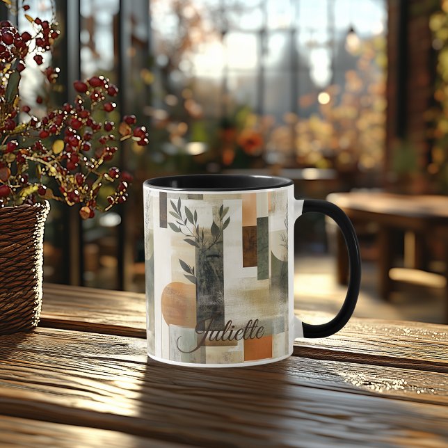 Mug Minimalist Botanical - Custom Earthy Abstract (Créateur téléchargé)