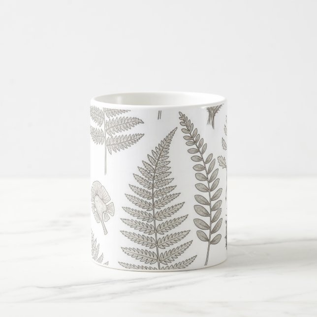 Mug Minimalist Fern Mug, Vintage Botanical Cup (Centre)