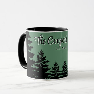 Mug Minimalist gray black pine tree silhouette