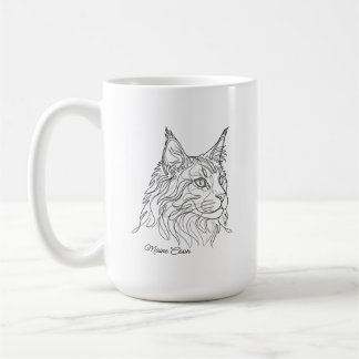Mug Minimalist Maine Coon Line Drawing Custom Pet Name