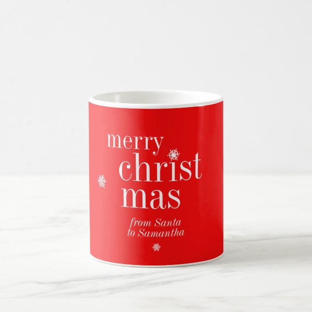 Mug Minimalist Merry Christmas Snow from santa red (Centre)