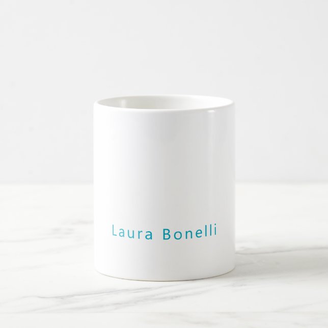 Mug Minimalist Professional Modern Name Azure Blue (Centre)