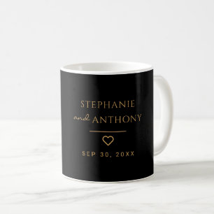Mug Minimaliste Coeur noir et or Mariage moderne