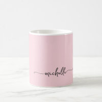 Minimaliste Élégant Rose Pâle Monogramme Nom Scrip